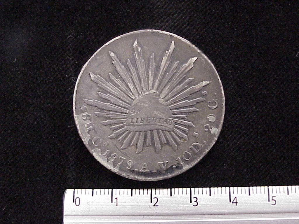 8 Plata 1879 . Inventario Banxico 6570 (reverso)