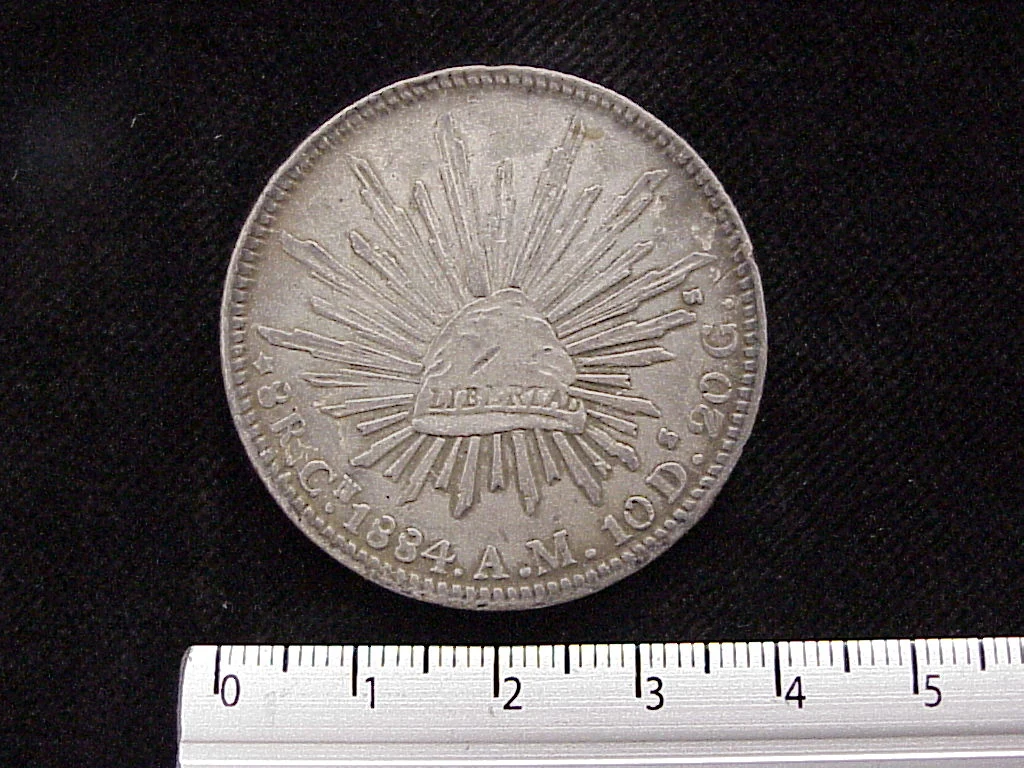 8 Plata 1884 . Inventario Banxico 6037 (reverso)