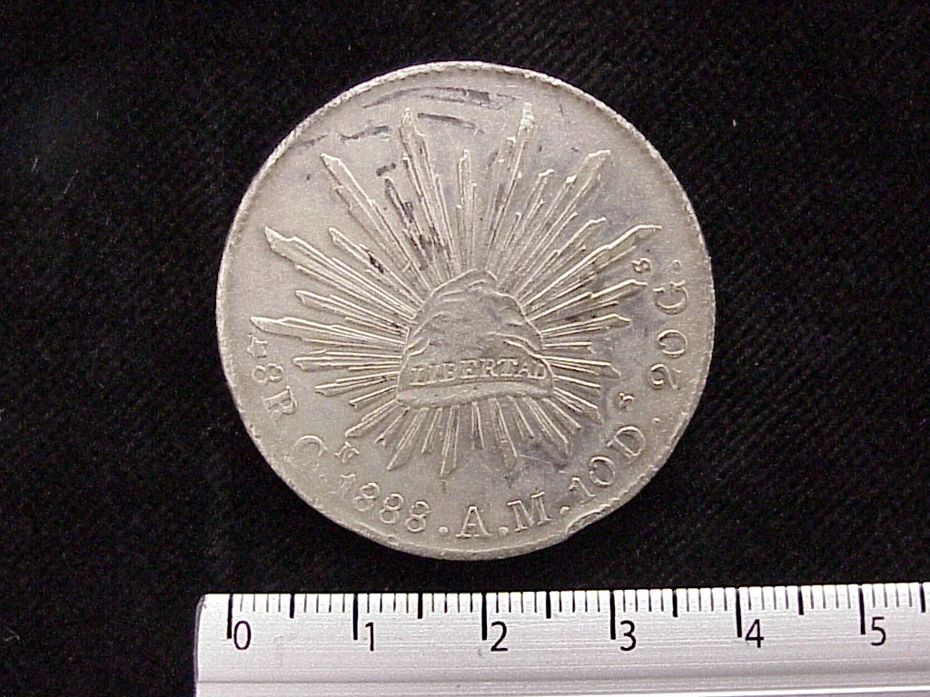 8 Plata 1888 . Inventario Banxico 6053 (reverso)