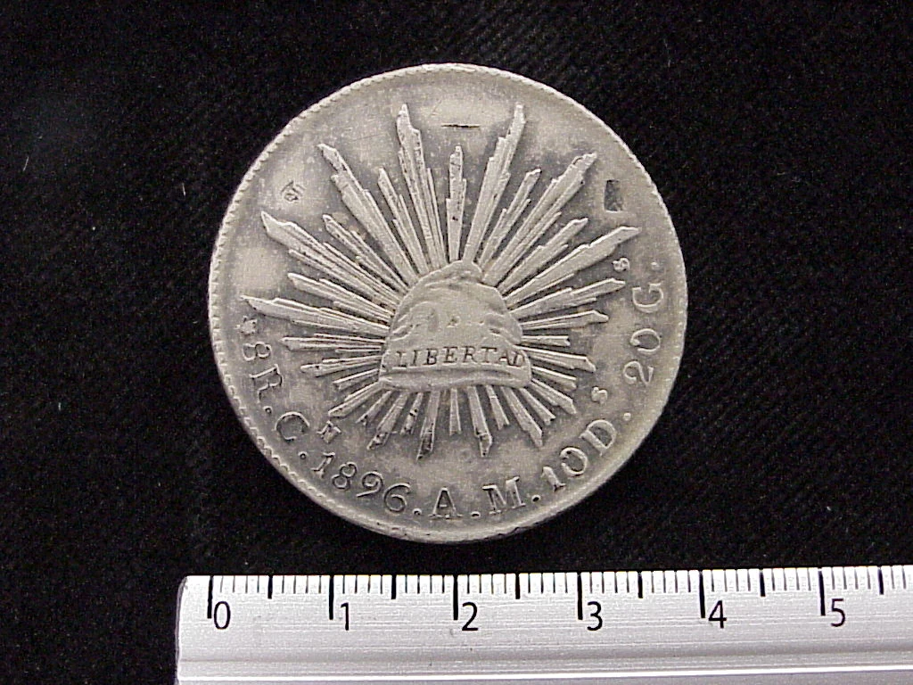 8 Plata 1896 . Inventario Banxico 6080 (reverso)