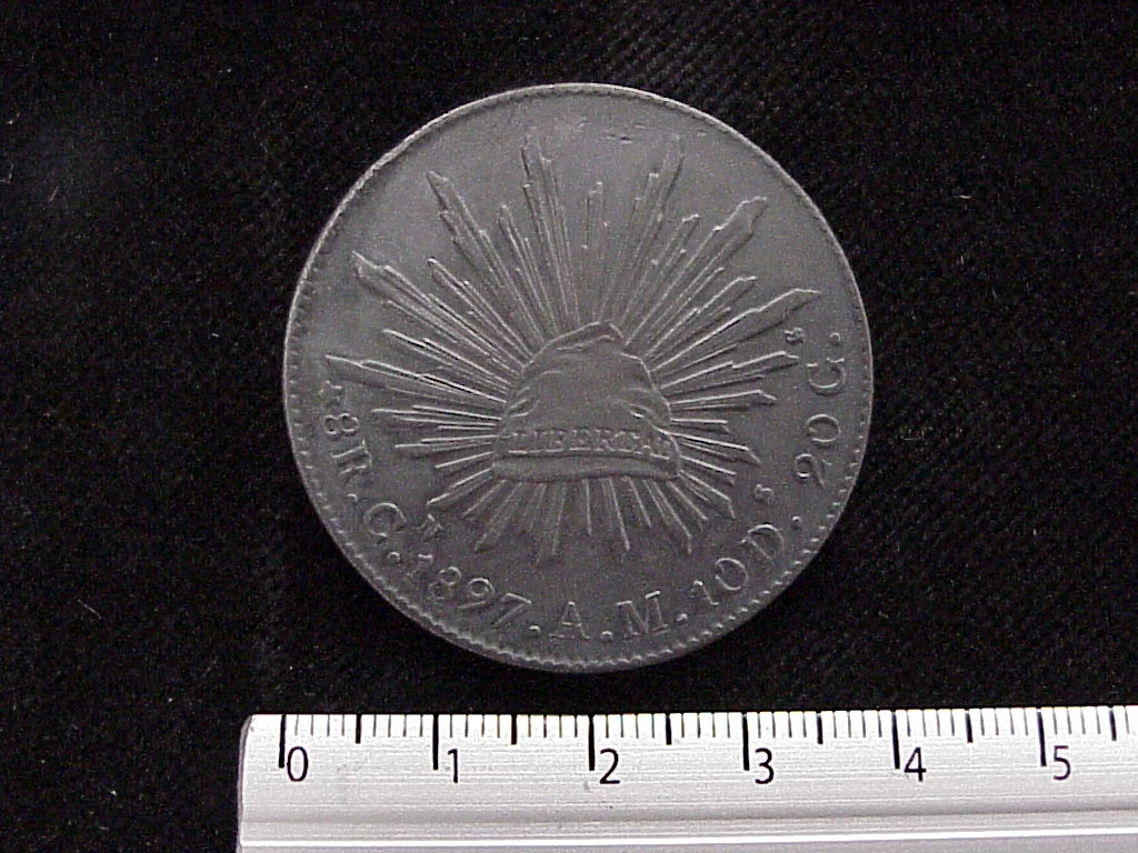 8 Plata 1897 . Inventario Banxico 6083 (reverso)