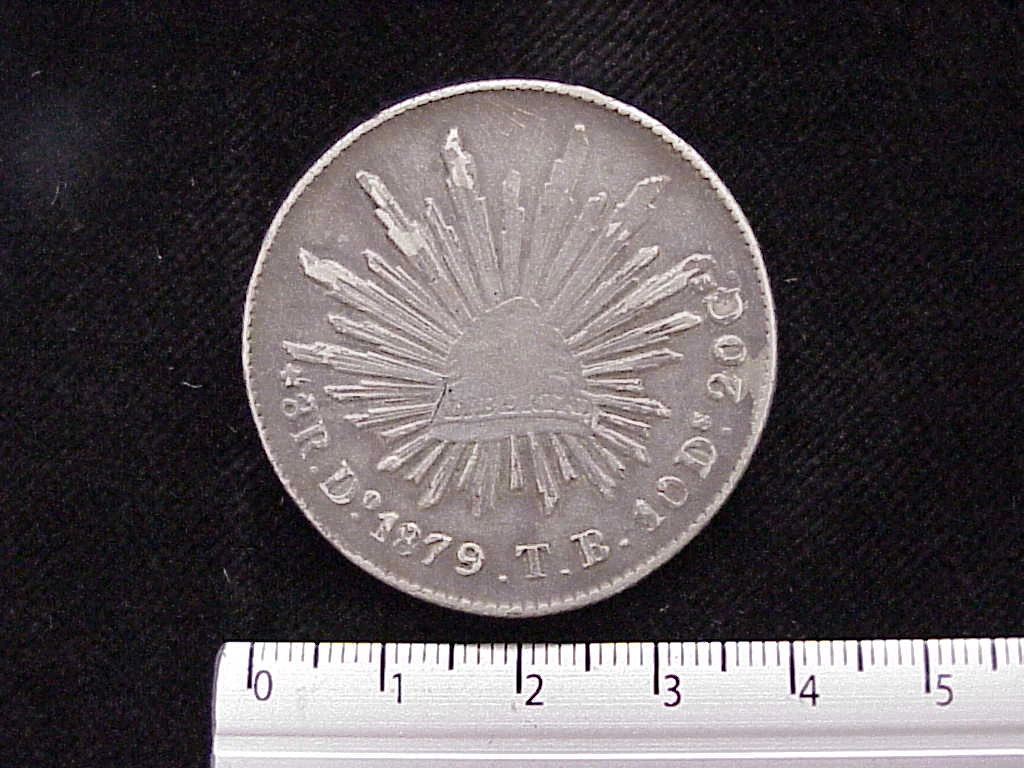 8 Plata 1879 . Inventario Banxico 6983 (reverso)