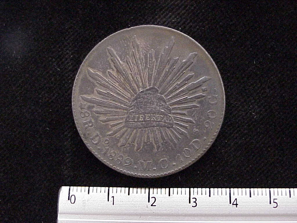 8 Plata 1889 . Inventario Banxico 7026 (anverso)