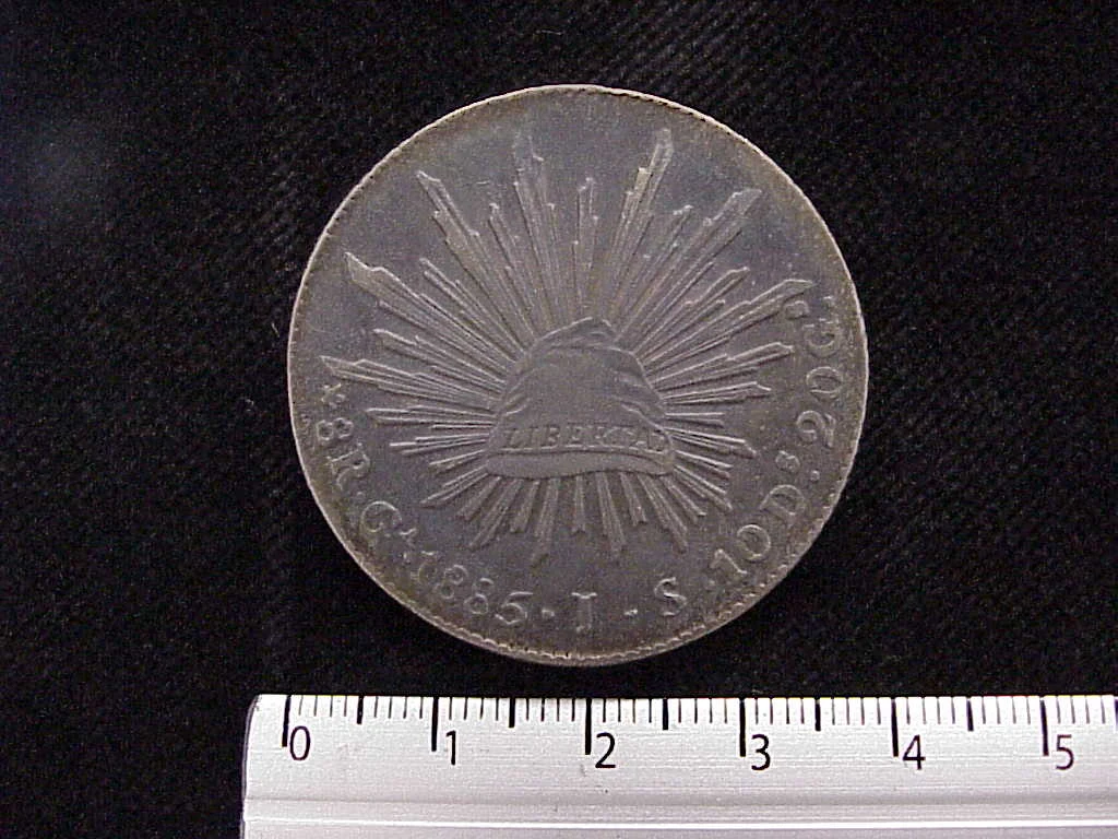 8 Plata 1885 . Inventario Banxico 7492 (reverso)