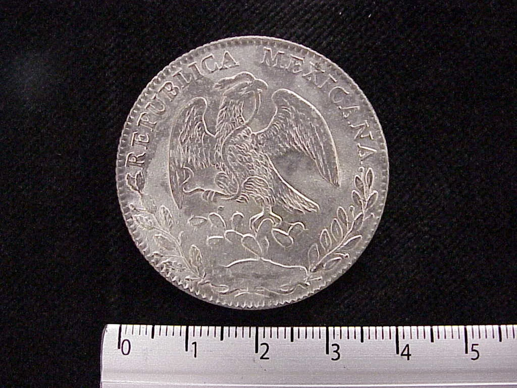 8 Plata 1877 . Inventario Banxico 8216 (anverso)