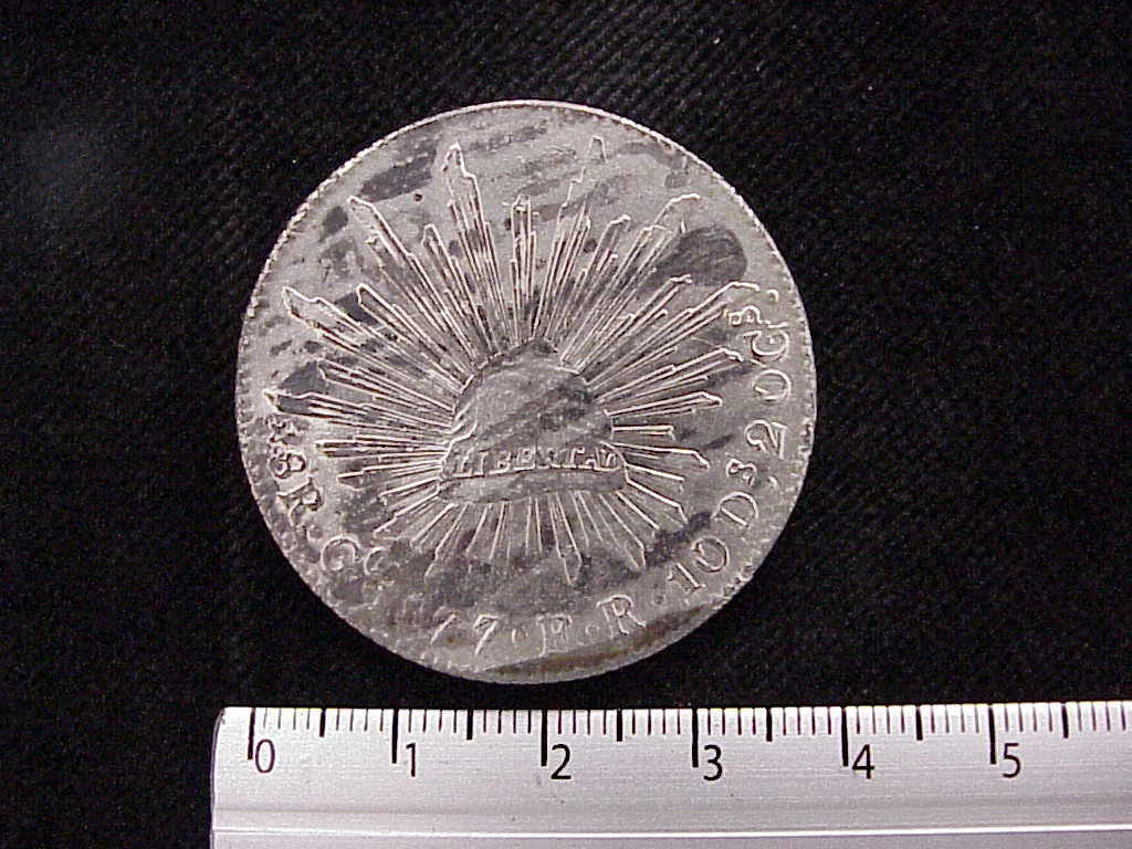 8 Plata 1877 . Inventario Banxico 8216 (reverso)