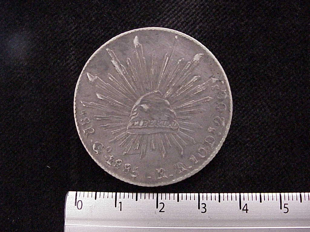 8 Plata 1885 . Inventario Banxico 8251 (reverso)