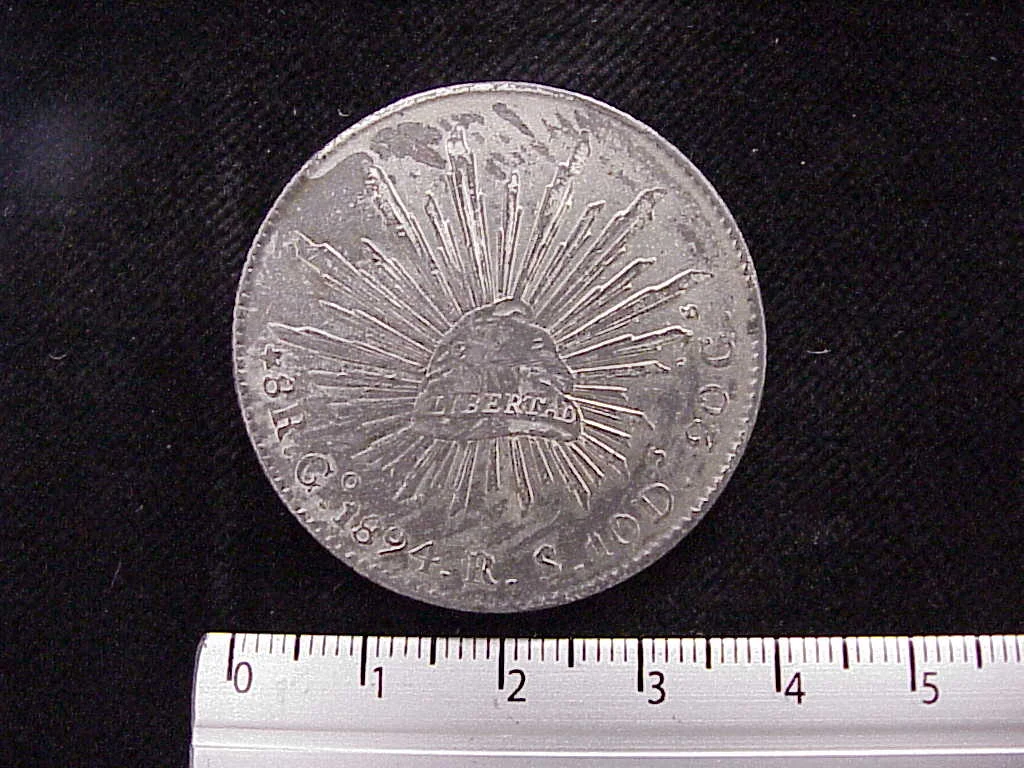 8 Plata 1894 . Inventario Banxico 8280 (reverso)