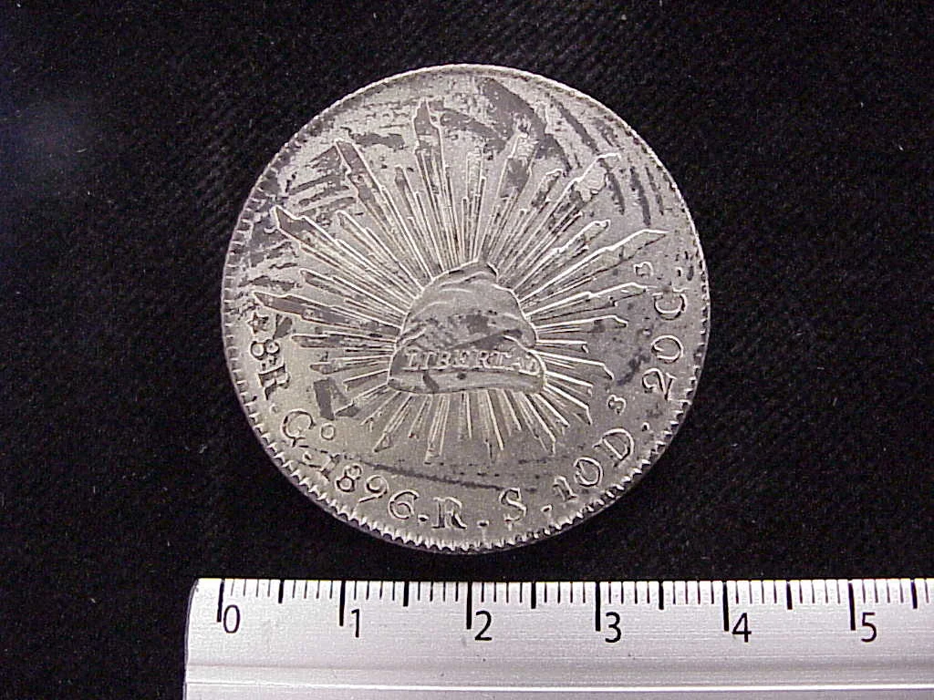 8 Plata 1896 . Inventario Banxico 8290 (reverso)