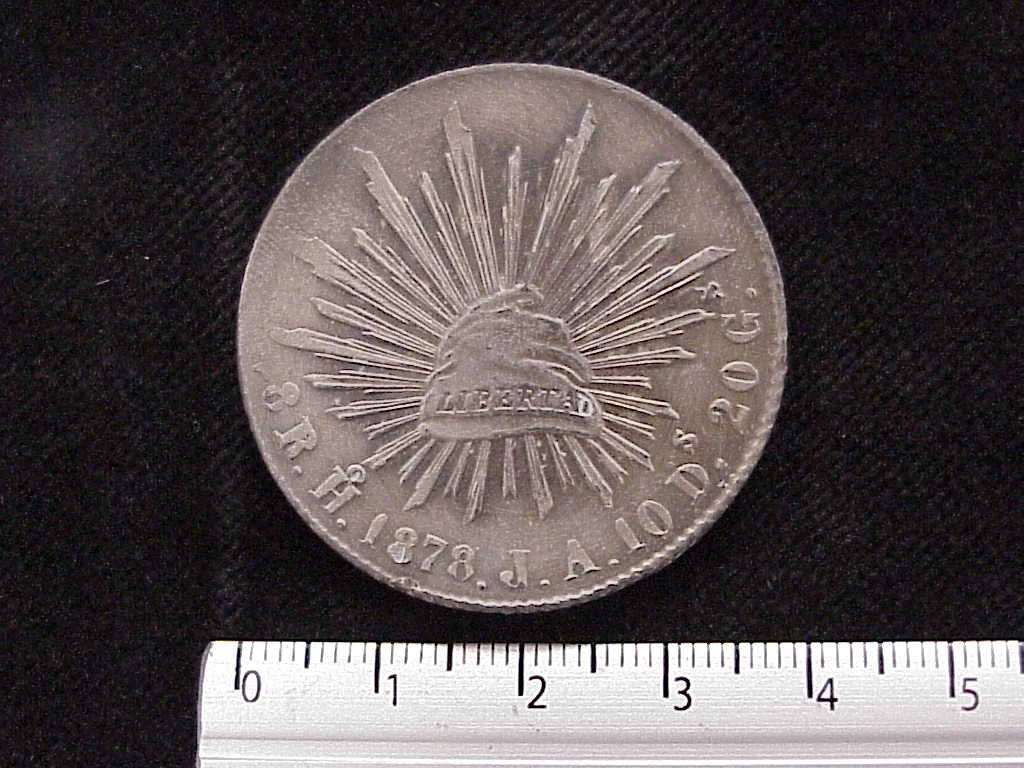 8 Plata 1878 . Inventario Banxico 9187 (reverso)
