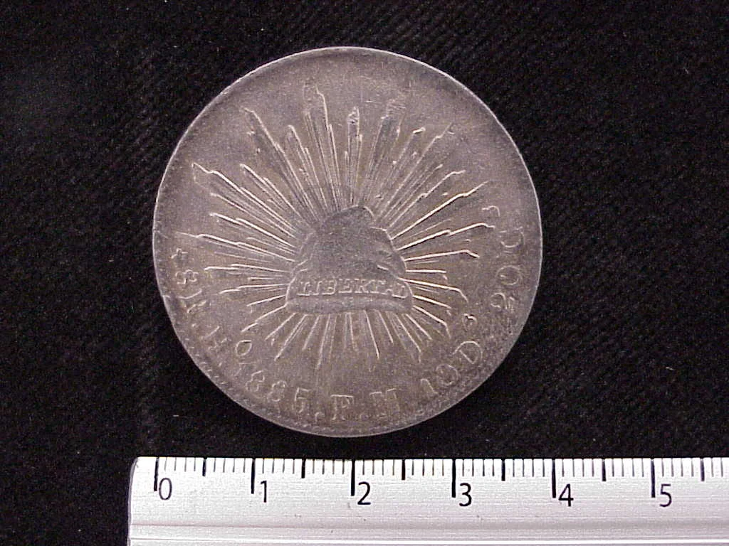 8 Plata 1886 . Inventario Banxico 9214 (reverso)