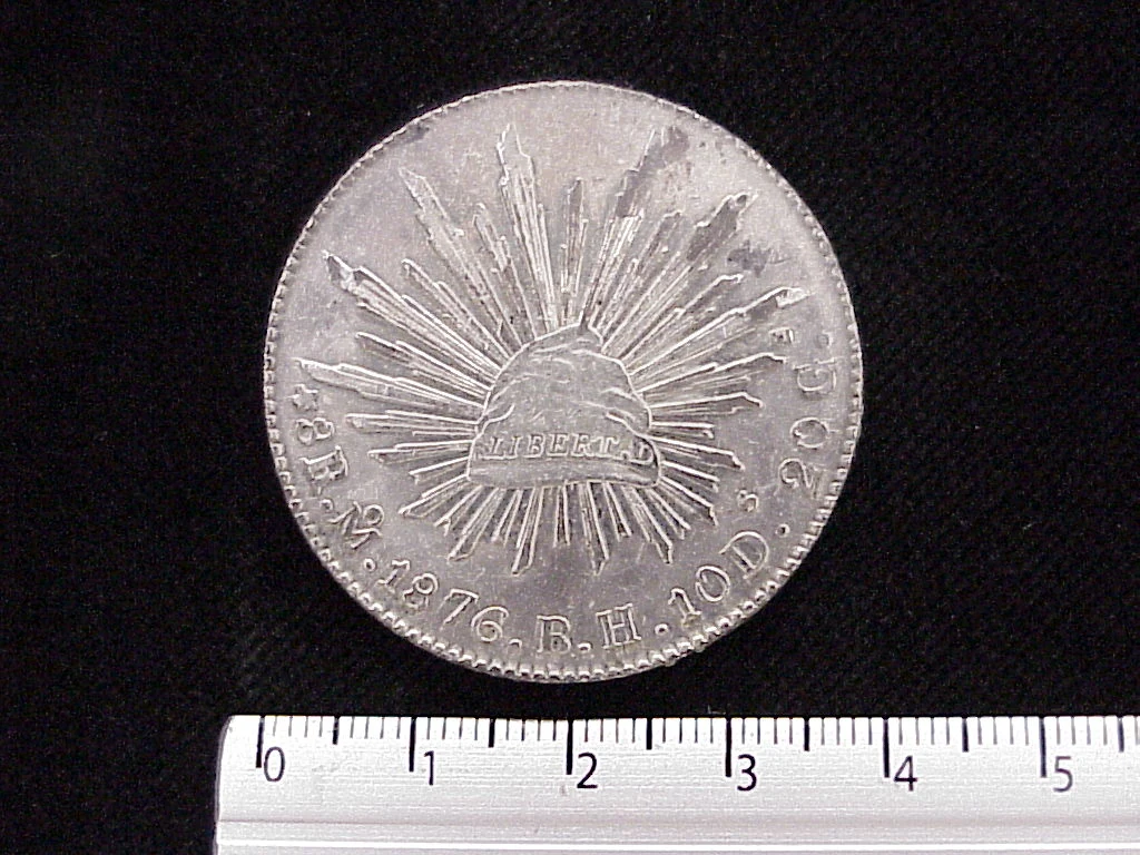8 Plata 1876 . Inventario Banxico 4400 (reverso)