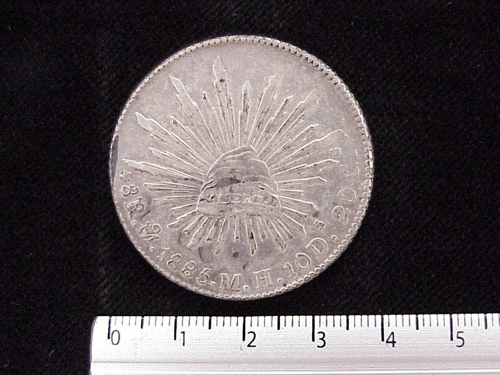 8 Plata 1885 . Inventario Banxico 4431 (reverso)