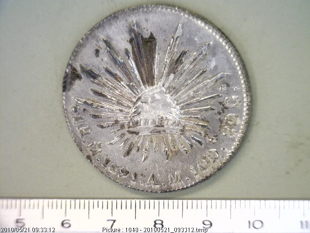 8 Plata 1891 . Inventario Banxico 4454 (reverso)