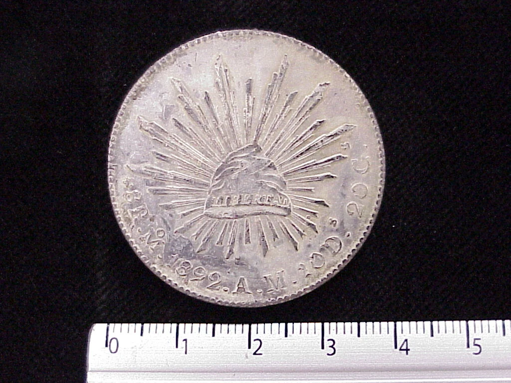 8 Plata 1892 . Inventario Banxico 4457 (reverso)