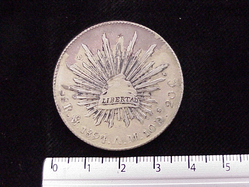 8 Plata 1894 . Inventario Banxico 4464 (reverso)