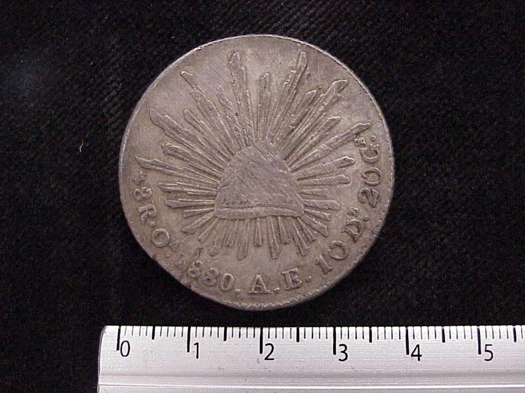 8 Plata 1880 . Inventario Banxico 9429 (reverso)