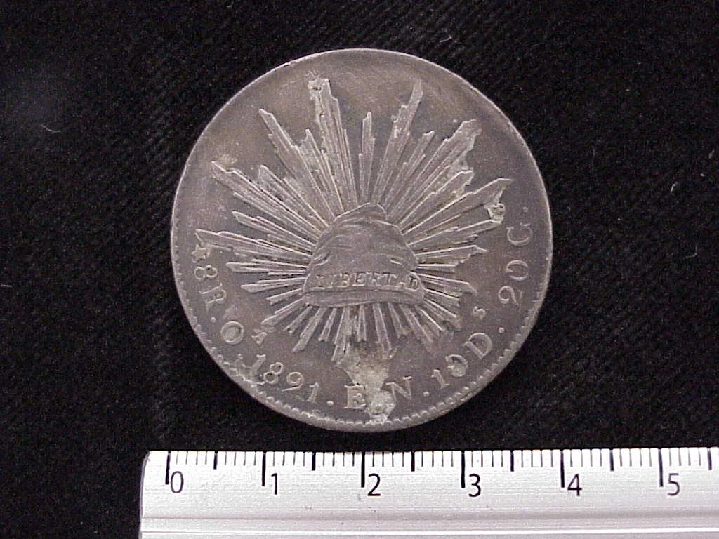 8 Plata 1891 . Inventario Banxico 9466 (reverso)