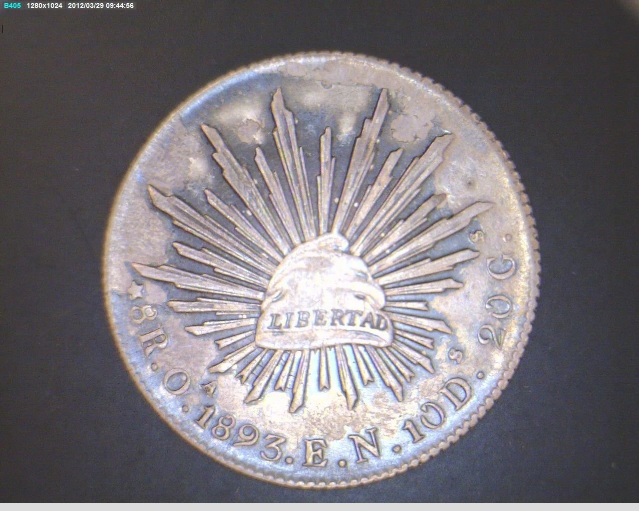 8 Plata 1893 . Inventario Banxico 9473 (reverso)