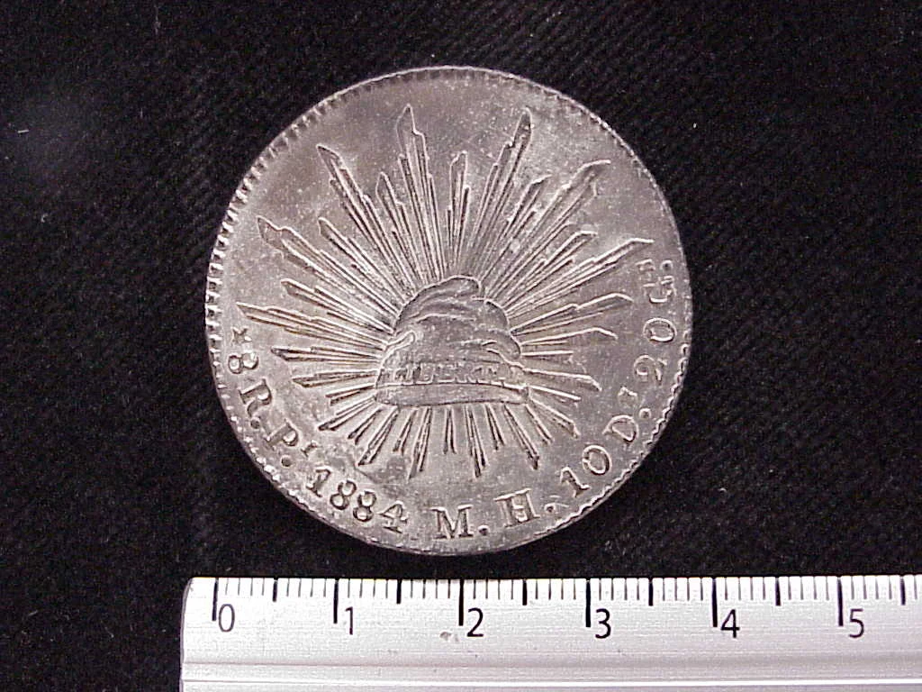 8 Plata 1884 . Inventario Banxico 9665 (reverso)