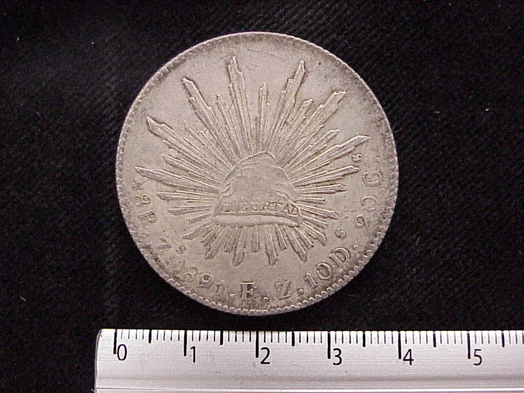 8 Plata 1891 . Inventario Banxico 10367 (reverso)