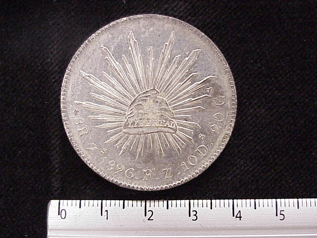 8 Plata 1896 . Inventario Banxico 10387 (reverso)