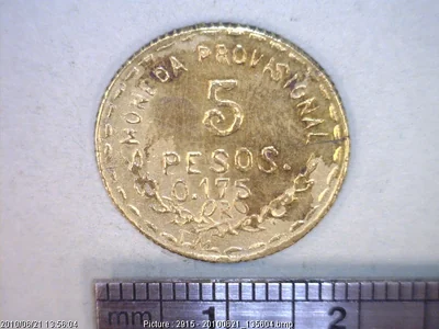 Hidalgo 5 Pesos Oro 1915