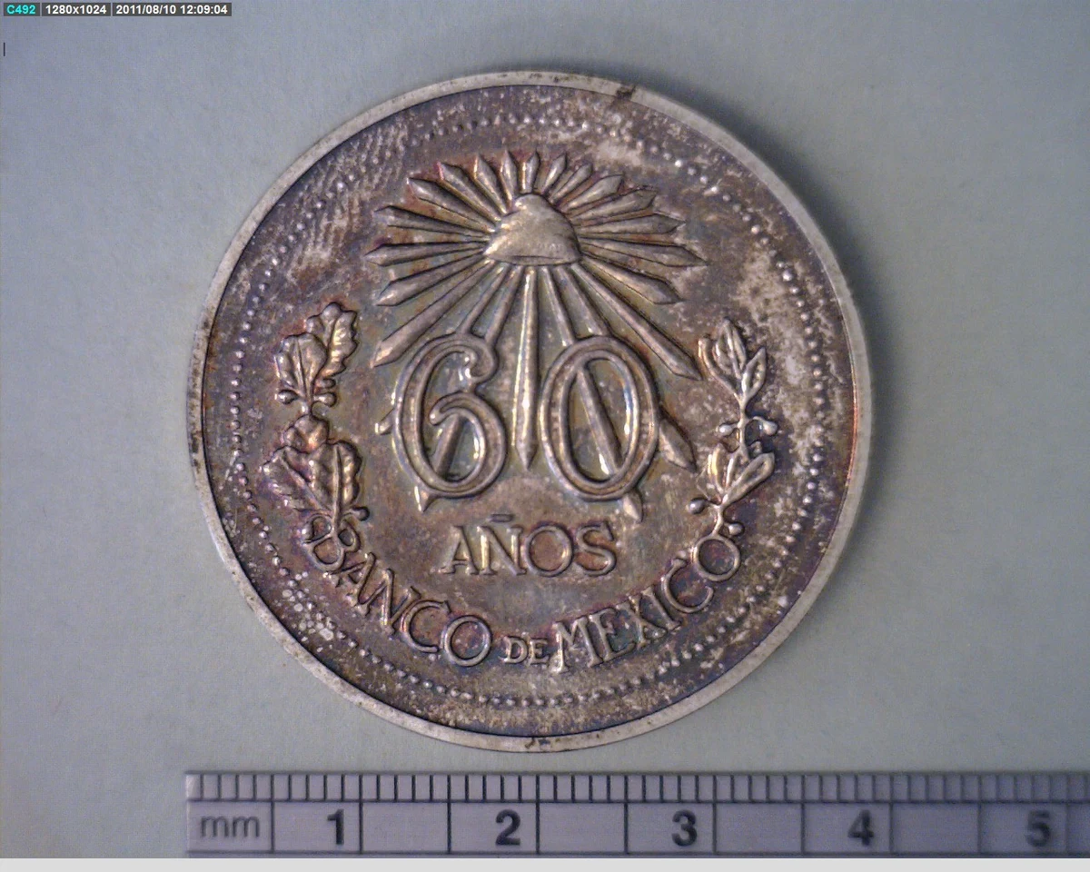 Medalla Banco de México. 60 Aniversario (1985) (anverso)