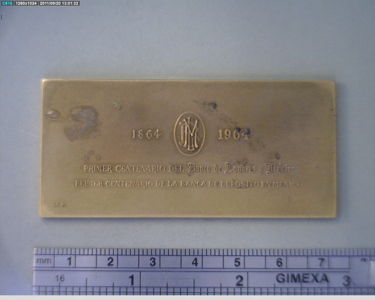 Medalla Centenario del Banco de Londres y México (1964) (anverso)