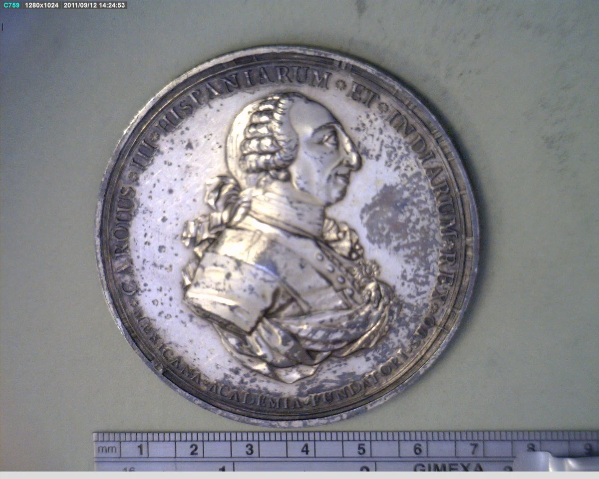 Medalla Ciudad de México. Academia de San Carlos (1789) (anverso)