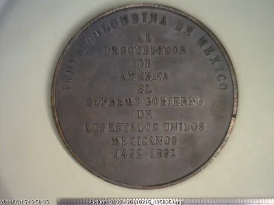 Medalla Cristóbal Colón. Junta Colombina de México (1892)