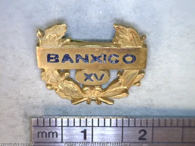 Medalla Distintivo Banxico XV y 18 k