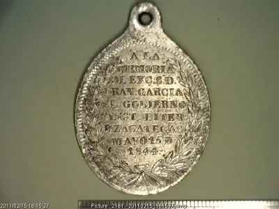 Medalla Francisco García (1844) (reverso)
