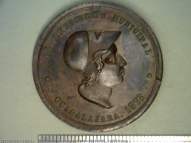 Medalla Guadalajara. Exposición Municipal. Al mérito (1878) (anverso)