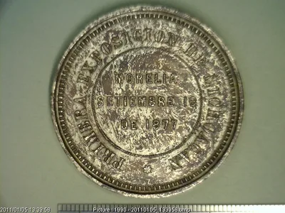 Medalla Michoacán. Exposición. Al mérito (1877)