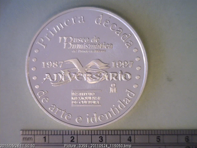 Medalla Museo Numismático de Toluca. 10 Aniversario (1997) (anverso)