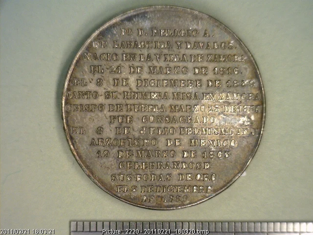 Medalla Pelagio de Labastida y Dávalos (1889) (anverso)