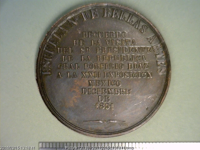 Medalla Porfirio Díaz. Escuela Nacional de Bellas Artes (1891) (anverso)