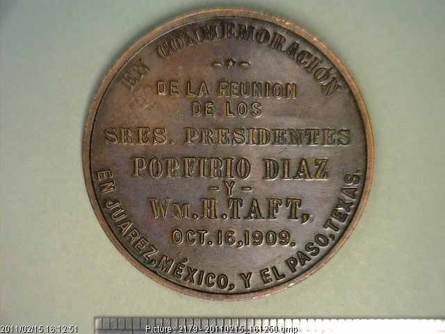 Medalla Porfirio Díaz - William Taft. Reunión (1909) (anverso)