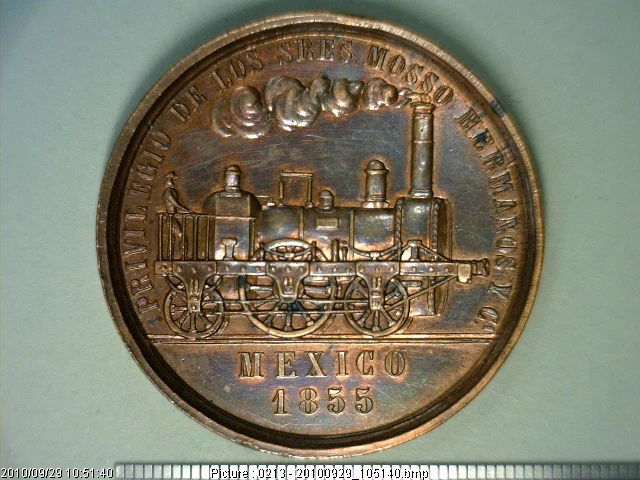 Medalla Primer camino de fierro (1855) (anverso)