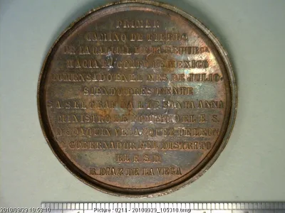 Medalla Primer camino de fierro (1855) (reverso)