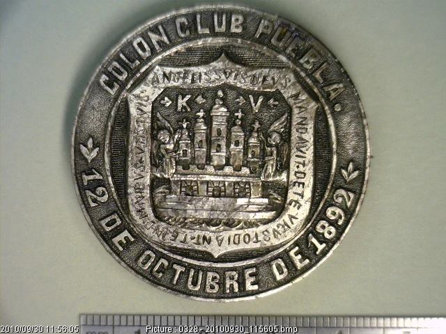 Medalla Puebla. Colón Club (1892) (anverso)