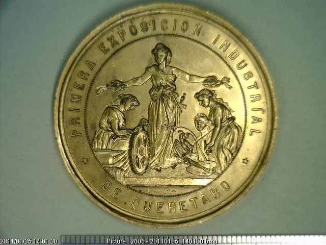 Medalla Querétaro. Exposición Industrial. Al mérito (1882) (anverso)