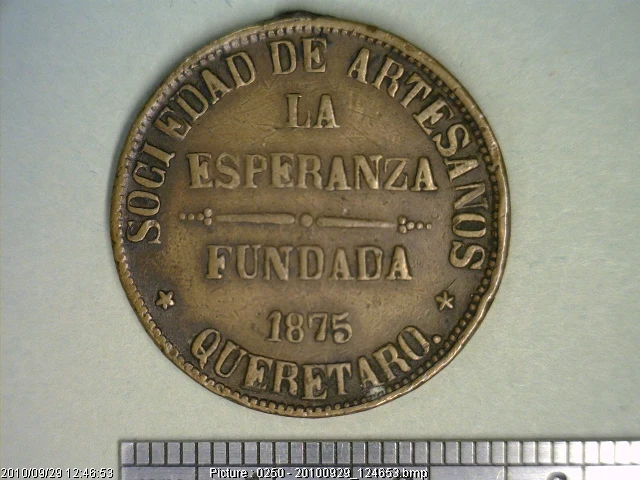 Medalla Sociedad de Artesanos la Esperanza (1875) (anverso)