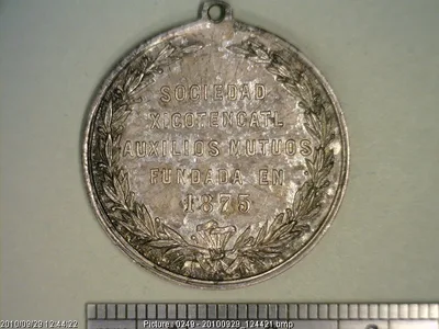 Medalla Sociedad Xicoténcatl Auxilios Mutuos (1875)