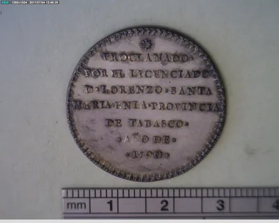 Medalla Tabasco. Lorenzo Santa María (1790)