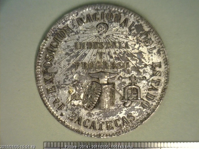 Medalla Zacatecas. Exposición Nacional Industria y Fomento (1881) (anverso)