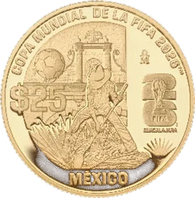25 Pesos Oro Mundial FIFA 2026 Guadalajara