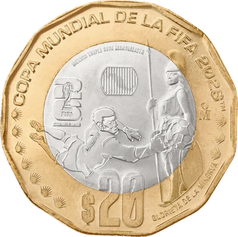 Moneda 20 pesos Mundial 2026 Guadalajara