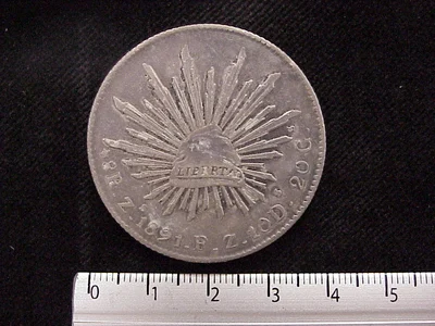 8 Plata 1891 . Inventario Banxico 10367 (reverso)